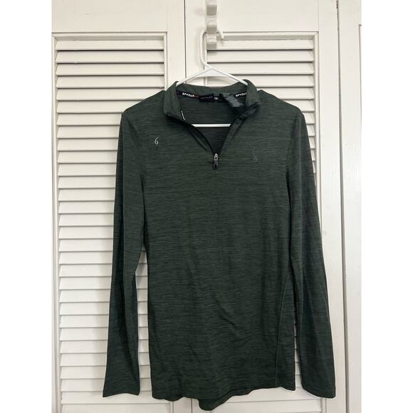 Spyder Active Lightweight Green Quarter Zip Fitted Sweatshirt Sz: Small - Picture 1 of 5